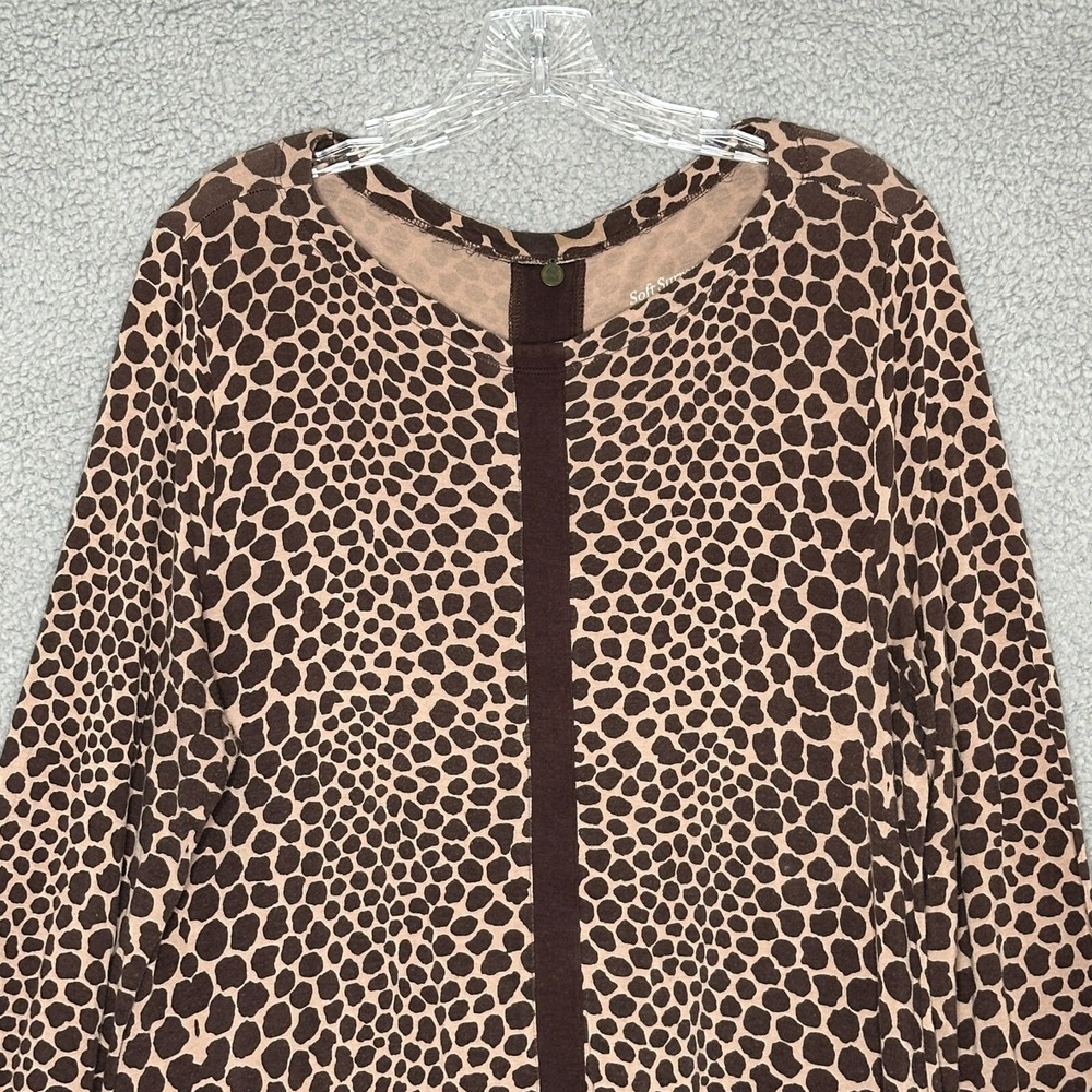 Soft Surroundings Tunic Top Brown Animal Print 3/4 Sleeve Casual Boho Everyday - Picture 1 of 9